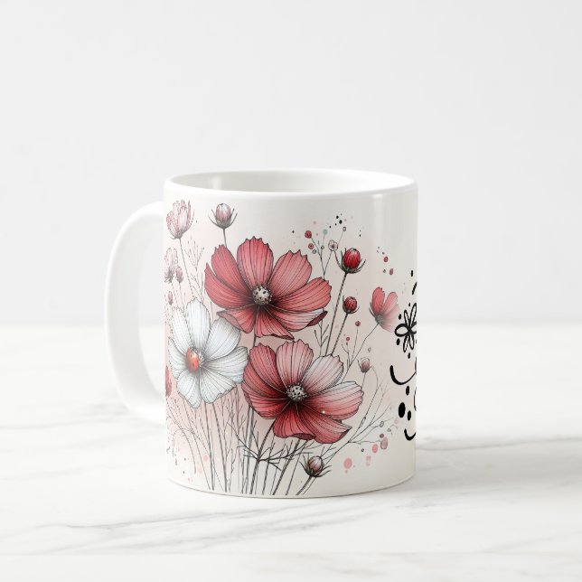 Positiva Citat Blommig Mugg (Framsida vänster)