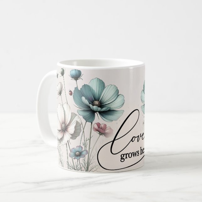 Positiva Citat Blommig Mugg (Framsida vänster)