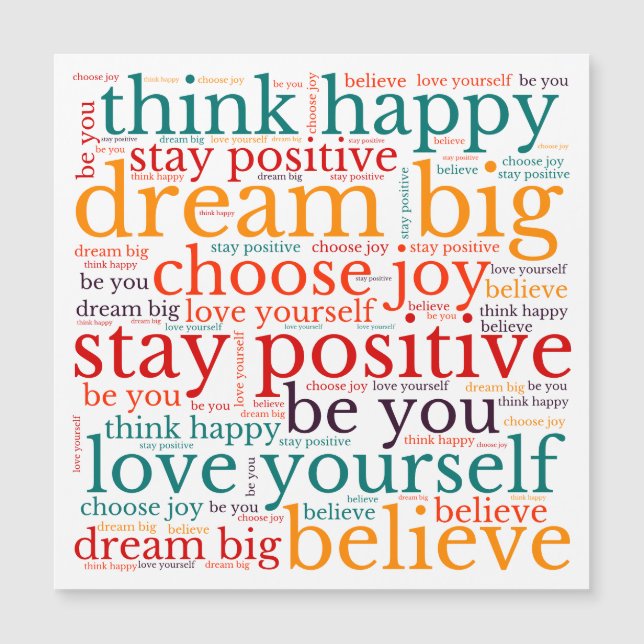 Positiva fraser WordArt Mönster Multifärgad White (Framsida)