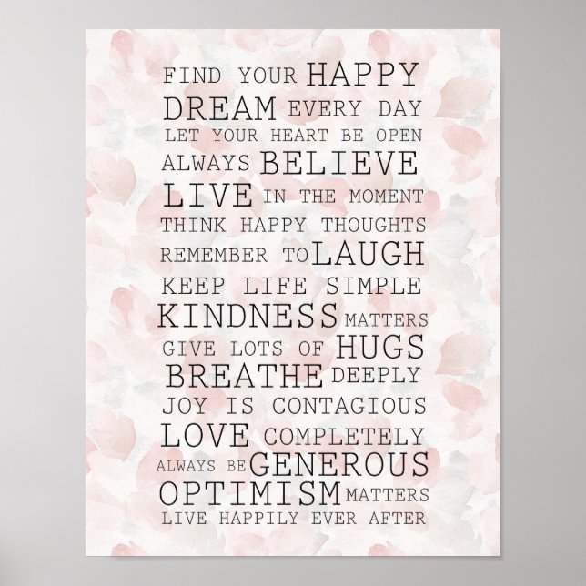 Positiva Inspirerande Rosa Rosblad Poster (Framsidan)
