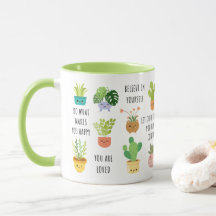Positiva mind Cute Plants Ceramic Mugg - 11 oz