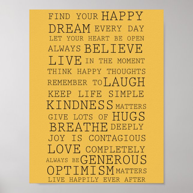 Positiva tankar om inspirerande Ord Poster (Framsidan)