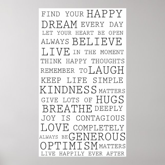 Positiva tankar om inspirerande Ord Poster (Framsidan)