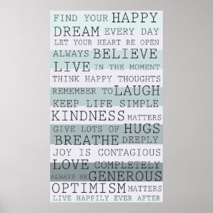 Positiva tankar om inspirerande Ord Poster