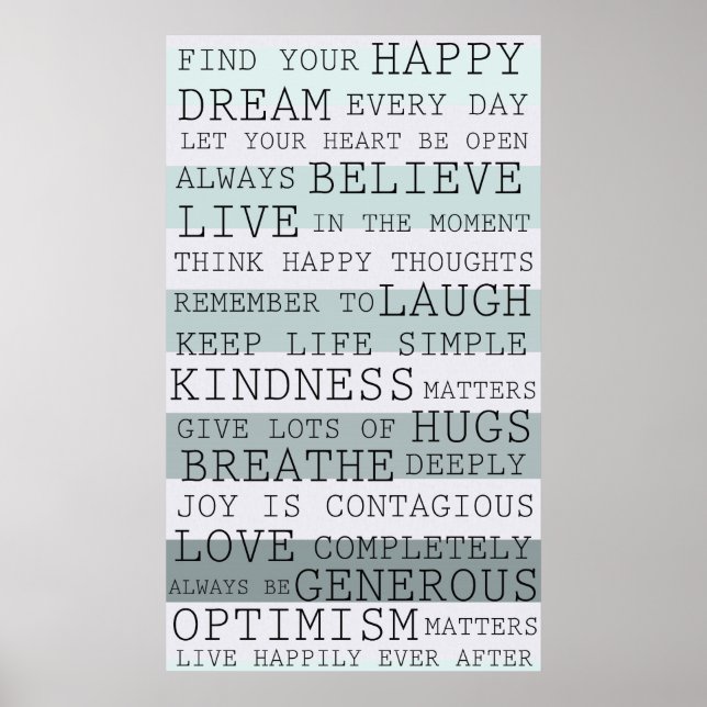 Positiva tankar om inspirerande Ord Poster (Framsidan)