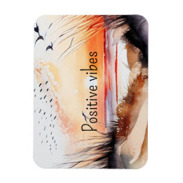 Positiva vibbar strand solnedgång med fåglar magnet