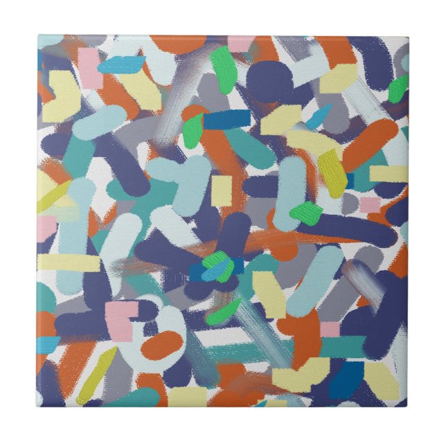Positiva vibes om penslar för abstrakt Art-färgpen Kakelplatta (Framsidan)