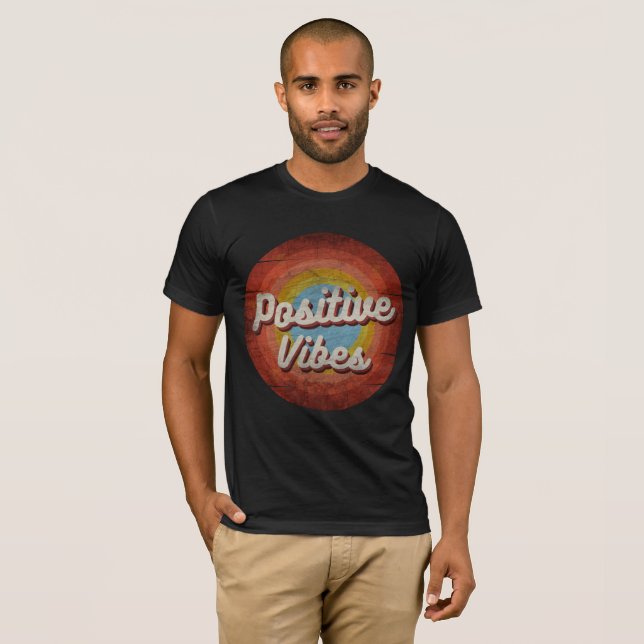 Positiva vibes vintage stil t shirt (Hel framsida)