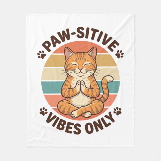 Positiva Vibrationer Endast Mediterande Katt Retro Fleecefilt (Framsidan)