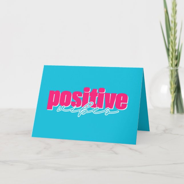 Positiva vibrationer Hot Pink & Teal Söt uppmuntra Kort (Framsida)