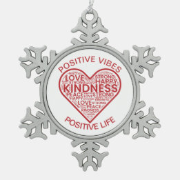 Positiva Vibrationer Positivt Liv Snöflinga Pewter Julgransprydnad