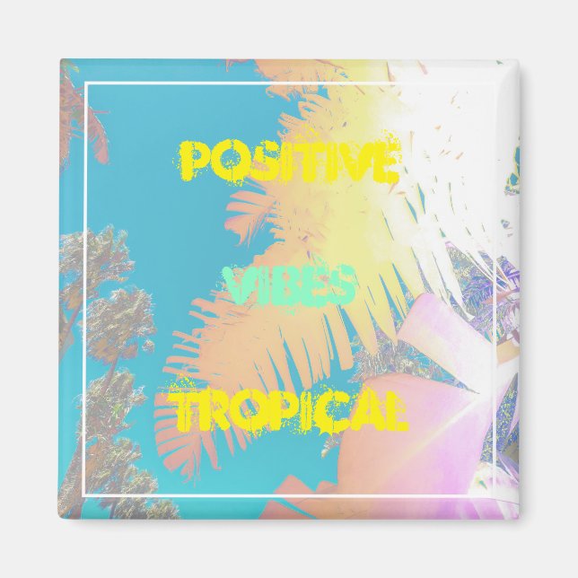 Positiva vibrationer tropiska pastellfärgade palme magnet (Framsidan)