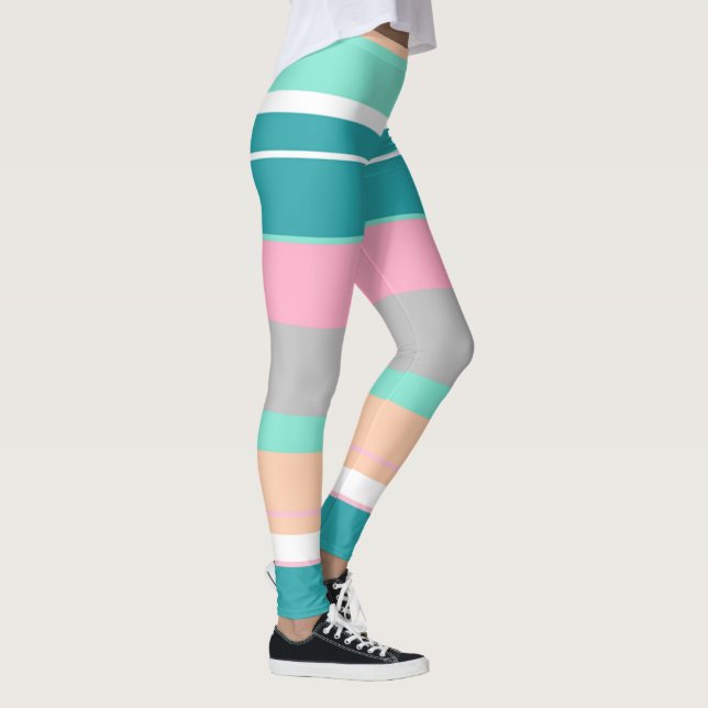 Positiva vibrationer turkos och persikorotstrumpby leggings (Höger)