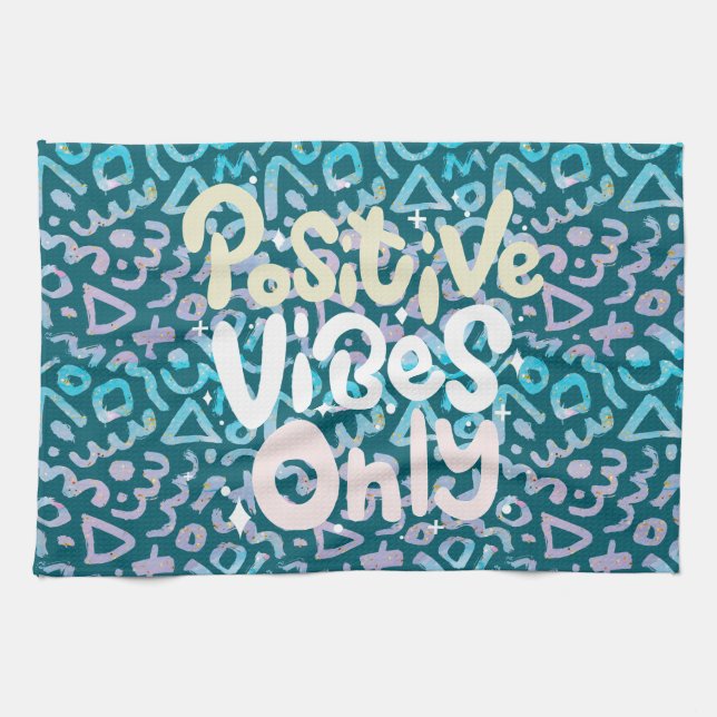 Positiva vikter endast geometrisk grönt kökshandduk (Horisontell)