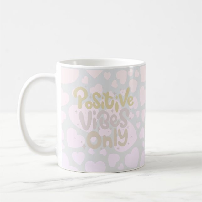 Positiva visioner endast neutralt färg boho stil kaffemugg (Vänster)