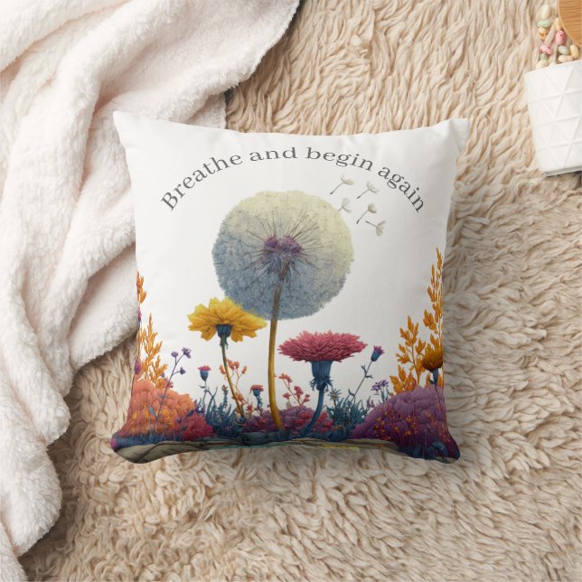 Positive Affirmation Breathe Throw Pillow Friend Kudde (Filt)