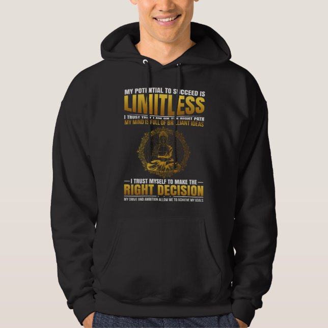 Positive Affirmation Success Buddha Mantra Hoodie (Framsida)