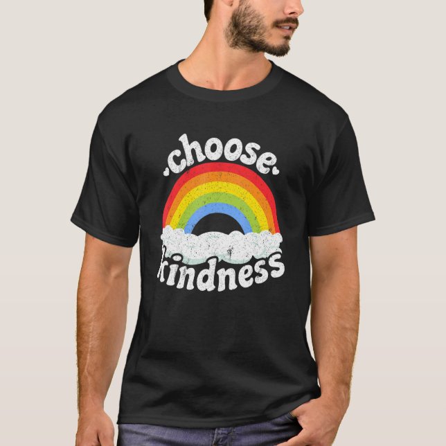 Positive Anti Bullying Rainbow Peace Hippie Choose T Shirt (Framsida)