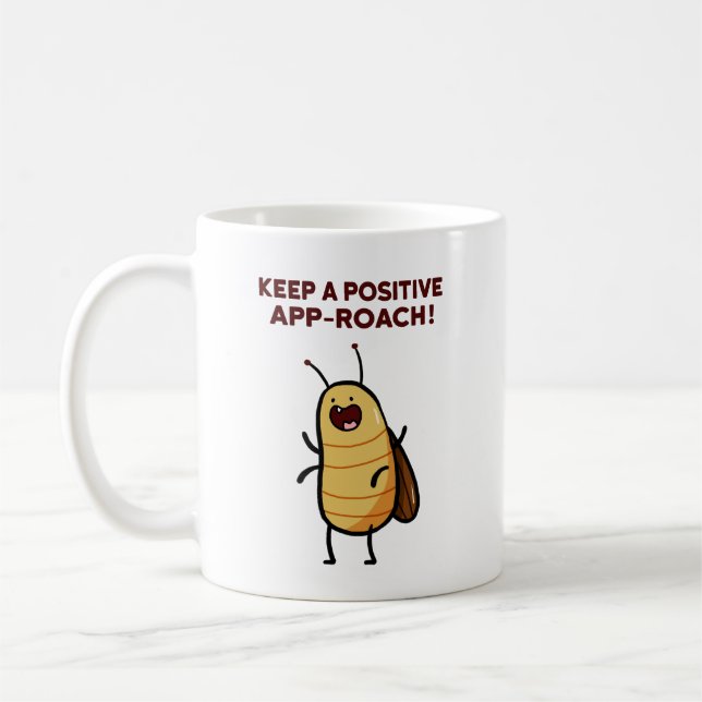 Positive App-Roach Cockroach Kryp Pun Mugg (Vänster)