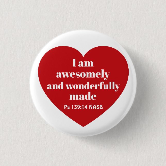 Positive Bible Verse Affirmation Red Heart Cute Knapp (Framsida)