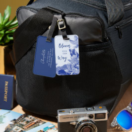 Positive Blommar Quote Blåa blommor Lotus Lily Bagagebricka