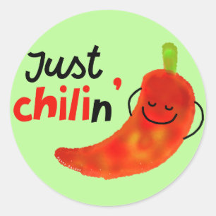 Positive Chili Pepper Pun - Bara Chilin Runt Klistermärke