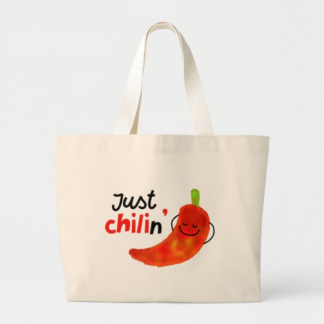 Positive Chili Pepper Pun - Just Chilin Jumbo Tygkasse (Framsidan)