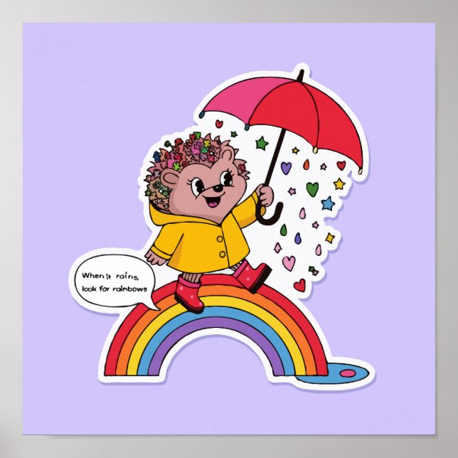 Positive Hedgehog - Cute Motivational Poster (Framsidan)