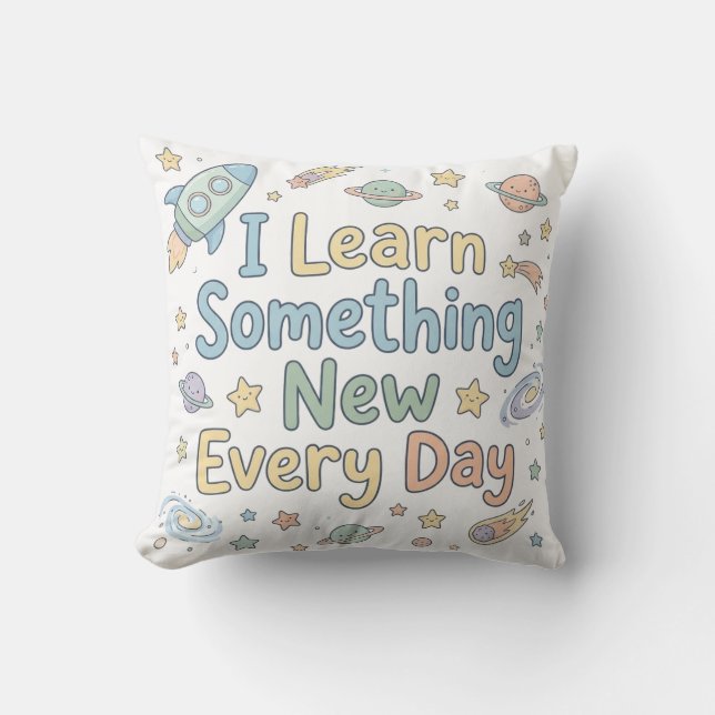 Positive Kids Growth Quote Learn Every Day Kudde (Framsida)