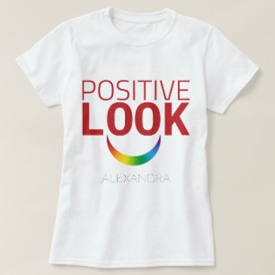 Positive look Ögon Smile Red Rainbow LGBT GAY Namn T Shirt