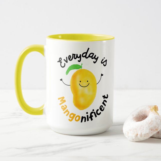 Positive Mango Pun - Varje dag är Mangonificent Mugg (Med munk)