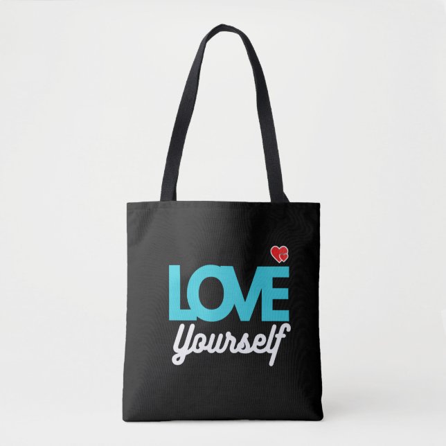 Positive Message Tote Bag – Self Care Gift Bag Tygkasse (Framsida)