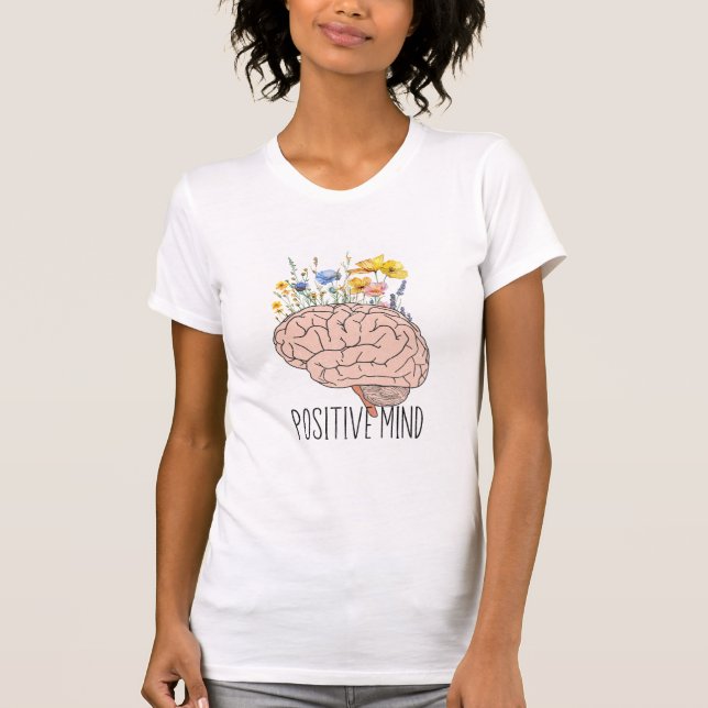 Positive Mind Botanical Brain | motivation T-shirt (Framsida)
