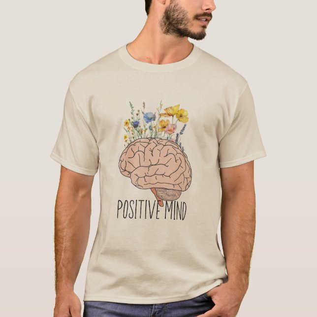 Positive Mind Botanical Brain | motivation T-shirt (Framsida)