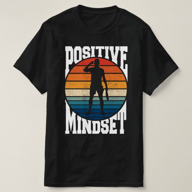 Positive Mindset Tennis Player Retro Sunset T Shirt (Design framsida)