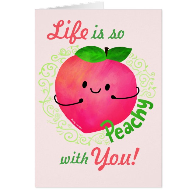 Positive Peach Pun - Peachy Hälsningskort (Framsidan)