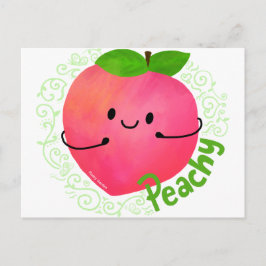 Positive Peach Pun - Peachy Vykort