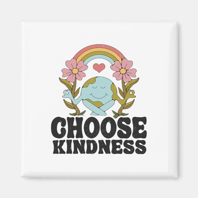 Positive Rainbow Peace Hippie Välj Kindness Eart Magnet (Framsidan)