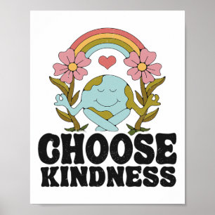Positive Rainbow Peace Hippie Välj Kindness Eart Poster