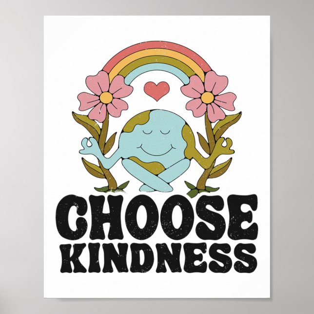 Positive Rainbow Peace Hippie Välj Kindness Eart Poster (Framsidan)