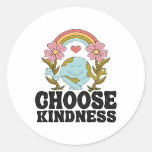 Positive Rainbow Peace Hippie Välj Kindness Eart Runt Klistermärke
