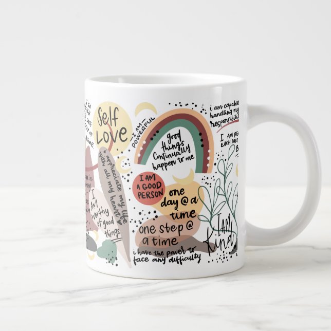 Positive Self Love Affirmations Graphics Jumbo Mugg (Höger)