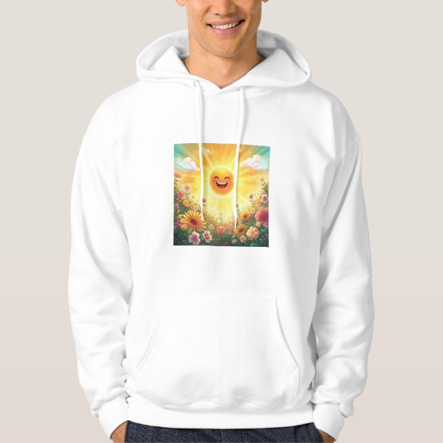 Positive Sunshine Art – Bright Happy Sun and Flowe Hoodie (Framsida)