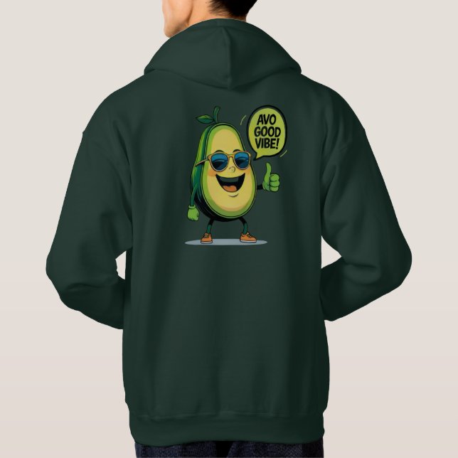 Positive Vibe Avocado Kawaii Fruit Pun Hoodie (Baksida)