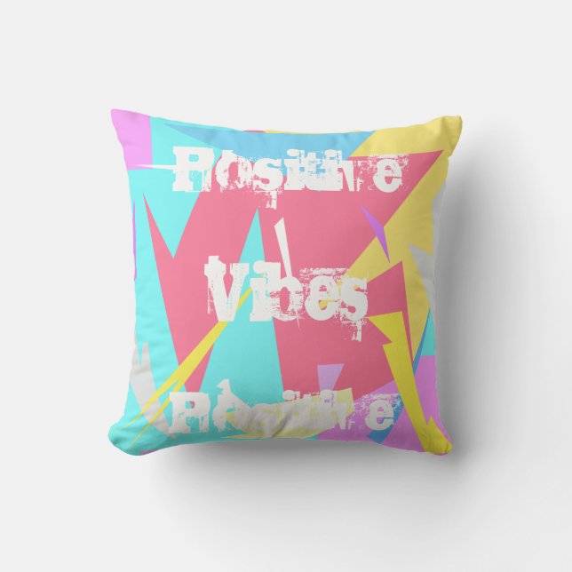 Positive Vibes Abstrakt Art Pastel Cushion Pillow Kudde (Framsida)