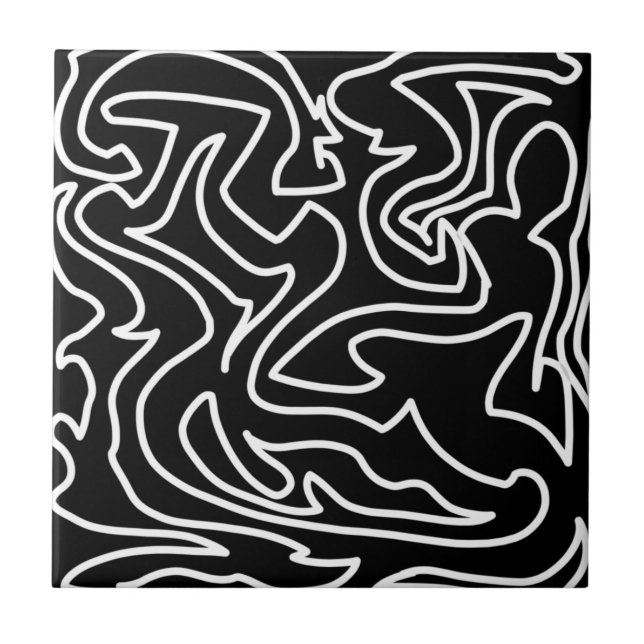 Positive Vibes Fold Black White-Abstrakt Kakelplatta (Framsidan)