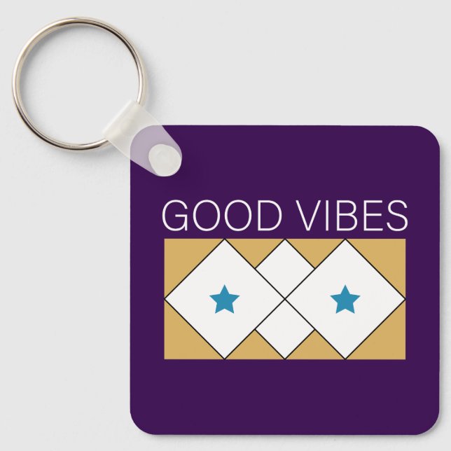 Positive Vibes - fräscha design - svart Nyckelring (Framsida)