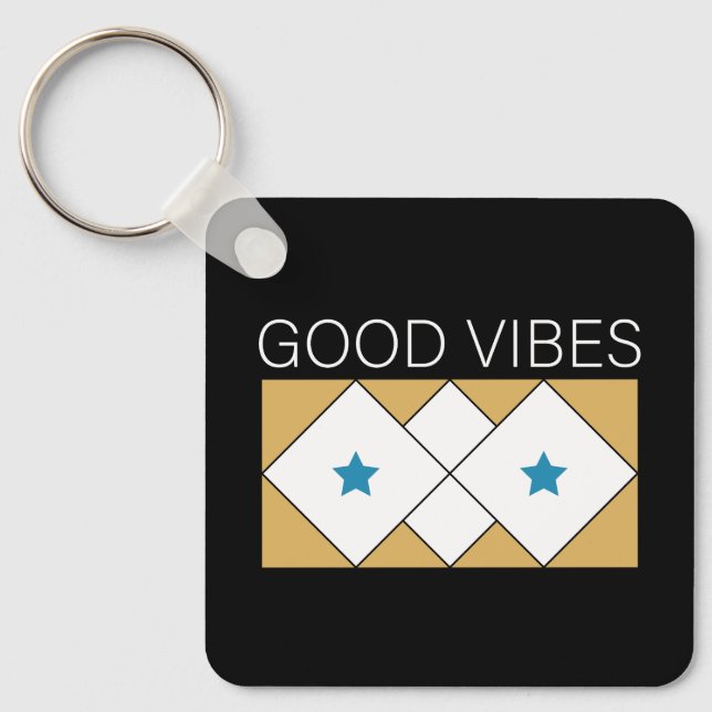 Positive Vibes - fräscha design - svart Nyckelring (Framsida)