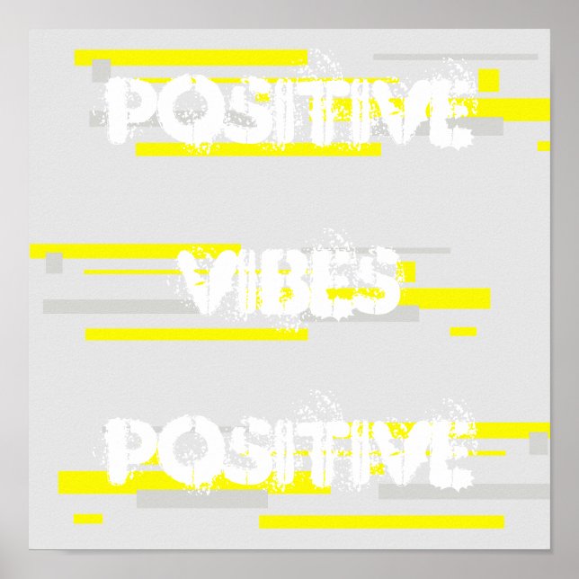 Positive Vibes Gult Grått Abstrakt Art Poster (Framsidan)