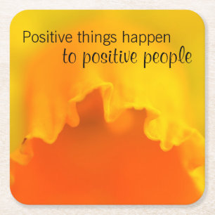 Positive Vibes Inspiring Gult Daffodil Quote Underlägg Papper Kvadrat